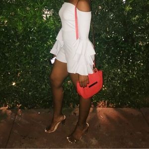 Powder blue long sleeved romper w/ruffle sleeves